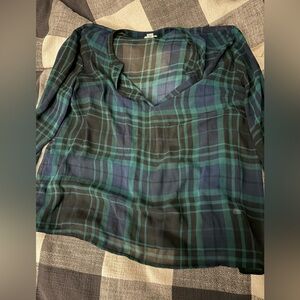 a new day Green and Blue Plaid Top